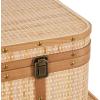 image:imageDeco 79 Rattan Decorative Trunk Woven Decorative Large Boxes with Brass Metal Latches and Brown Wooden Accents Set of 3 Storage Trunks 28 26 23 W Light Brown