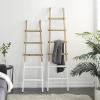 image:imageDeco 79 Wood 5 and 6 Rack Ladder with White Bases Set of 2 62 73H BrownBrown