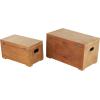 image:imageDeco 79 Wood Handmade Decorative Trunk Decorative Large Boxes with Black Metal Accents and Square Patterns Set of 2 Storage Trunks 28 24 W Brown