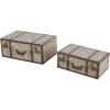 image:imageDeco 79 Fabric Decorative Trunk Woven Storage Decorative Large Boxes with Silver Latches and Buckles Set of 2 Storage Trunks 21 19 W GrayBlue