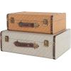 image:imageDeco 79 Fabric Decorative Trunk Woven Storage Decorative Large Boxes with Silver Latches and Buckles Set of 2 Storage Trunks 21 19 W GrayBrown