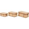 image:imageDeco 79 Rattan Decorative Trunk Woven Decorative Large Boxes with Brass Metal Latches and Brown Wooden Accents Set of 3 Storage Trunks 28 26 23 W Light Brown