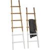 image:imageDeco 79 Wood 5 and 6 Rack Ladder with White Bases Set of 2 62 73H BrownBrown