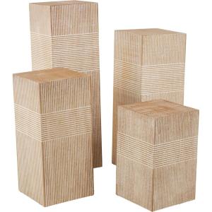image:imageDeco 79 Wood Side End Pedestal Table Pillar Style End Table with Various Sizes Set of 4 Side Table 24 18 36 30 H Brown
