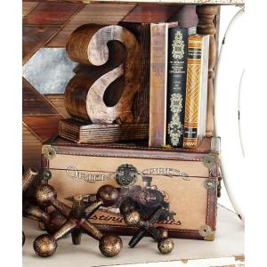 image:imageDeco 79 Wooden Decorative Trunk Nesting Upholstered Decorative Large Boxes with Vintage Accents and Studs Set of 3 Storage Trunks 17 15 12W Brown3piece rectangular set