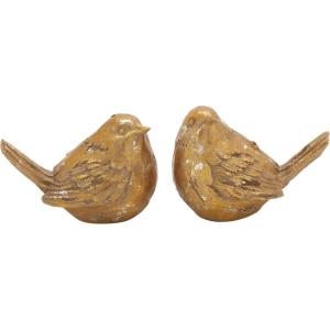 image:imageDeco 79 Polystone Bird Decorative Sculpture Home Decor Statues Set of 2 Accent Figurines 8W 6H GoldGold
