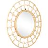 image:imageDeco 79 Bamboo Wood Geometric Handmade Woven Wall Mirror with Arch Design 35 x 1 x 35 BrownGeometric