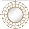 image:imageDeco 79 Bamboo Wood Geometric Handmade Woven Wall Mirror with Arch Design 35 x 1 x 35 BrownGeometric