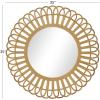 image:imageDeco 79 Bamboo Wood Geometric Handmade Woven Wall Mirror with Arch Design 35 x 1 x 35 BrownLooped