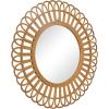 image:imageDeco 79 Bamboo Wood Geometric Handmade Woven Wall Mirror with Arch Design 35 x 1 x 35 BrownLooped