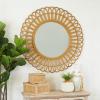 image:imageDeco 79 Bamboo Wood Geometric Handmade Woven Wall Mirror with Arch Design 35 x 1 x 35 BrownLooped