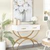 image:imageDeco 79 Wood 2 Drawers Console Table with Arched Base 40 x 16 x 32 White