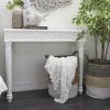 image:imageDeco 79 Wood Scroll Intricately Carved Slim Console Table with Turned Legs 36 x 12 x 30 WhiteWhite