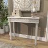image:imageDeco 79 Wood Scroll Intricately Carved Slim Console Table with Turned Legs 36 x 12 x 30 WhiteWhite