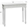 image:imageDeco 79 Wood Scroll Intricately Carved Slim Console Table with Turned Legs 36 x 12 x 30 WhiteWhite