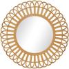 image:imageDeco 79 Bamboo Wood Geometric Handmade Woven Wall Mirror with Arch Design 35 x 1 x 35 BrownLooped