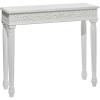 image:imageDeco 79 Wood Scroll Intricately Carved Slim Console Table with Turned Legs 36 x 12 x 30 WhiteWhite
