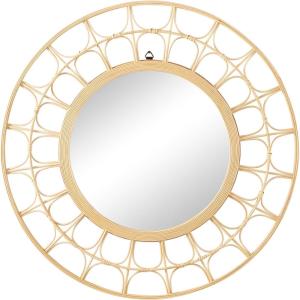 image:imageDeco 79 Bamboo Wood Geometric Handmade Woven Wall Mirror with Arch Design 35 x 1 x 35 BrownGeometric
