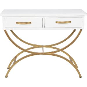 image:imageDeco 79 Wood 2 Drawers Console Table with Arched Base 40 x 16 x 32 White