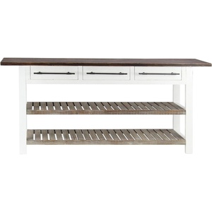 image:imageDeco 79 Wood Long Kitchen Island Style 3 Drawers and 2 Shelves Console Table 71 x 16 x 32 White