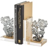 image:imageDeco 79 Glass Decorative Bookends Stacked Squares Non Skid Bookends with Silver Orbs Set of 2 Office Bookends5 W 8 H ClearClear