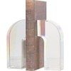 image:imageDeco 79 Glass Decorative Bookends Stacked Squares Non Skid Bookends with Silver Orbs Set of 2 Office Bookends5 W 8 H ClearClear