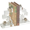 image:imageDeco 79 Glass Decorative Bookends Stacked Squares Non Skid Bookends with Silver Orbs Set of 2 Office Bookends5 W 8 H ClearClear