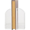 image:imageDeco 79 Glass Decorative Bookends Stacked Squares Non Skid Bookends with Silver Orbs Set of 2 Office Bookends5 W 8 H ClearClear