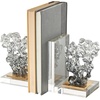 image:imageDeco 79 Glass Decorative Bookends Stacked Squares Non Skid Bookends with Silver Orbs Set of 2 Office Bookends5 W 8 H ClearClear