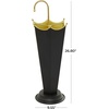 image:imageDeco 79 Metal Abstract Upside Down Kitschy Umbrella Stand with Gold Handle 10 x 9 x 27 Black
