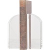 image:imageDeco 79 Glass Decorative Bookends Stacked Squares Non Skid Bookends with Silver Orbs Set of 2 Office Bookends5 W 8 H ClearClear