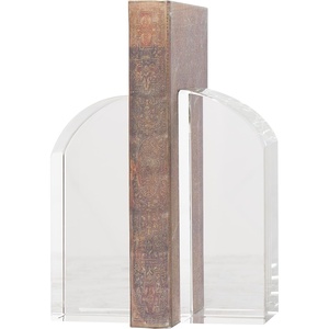 image:imageDeco 79 Glass Decorative Bookends Stacked Squares Non Skid Bookends with Silver Orbs Set of 2 Office Bookends5 W 8 H ClearClear