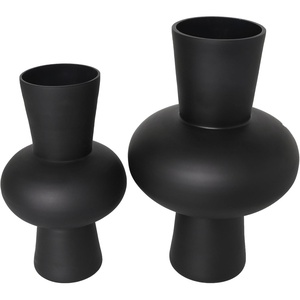 image:imageDeco 79 Glass Decorative Vase Trumpet Centerpiece Vases with Wide Rounded Center Set of 2 Flower Vases for Home Decoration 12 10 H BlackBlack