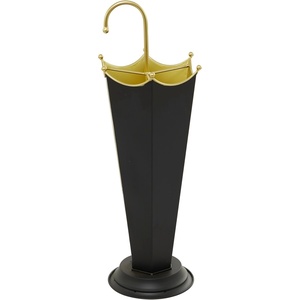 image:imageDeco 79 Metal Abstract Upside Down Kitschy Umbrella Stand with Gold Handle 10 x 9 x 27 Black
