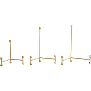 image:imageDeco 79 Metal Display Easel Fixed Tabletop Easel with Ball Accents Set of 3 Display Stand 12 11 7 H Gold
