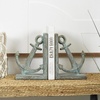 image:imageDeco 79 Leather Globe Handmade Decorative Bookends Stitched Non Skid Bookends with Brown Wood Base Set of 2 Office Bookends6 W 9 H BrownBlue