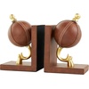 image:imageDeco 79 Leather Globe Handmade Decorative Bookends Stitched Non Skid Bookends with Brown Wood Base Set of 2 Office Bookends6 W 9 H BrownBrown