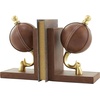 image:imageDeco 79 Leather Globe Handmade Decorative Bookends Stitched Non Skid Bookends with Brown Wood Base Set of 2 Office Bookends6 W 9 H BrownBrown