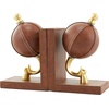 image:imageDeco 79 Leather Globe Handmade Decorative Bookends Stitched Non Skid Bookends with Brown Wood Base Set of 2 Office Bookends6 W 9 H BrownBrown