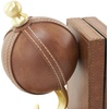 image:imageDeco 79 Leather Globe Handmade Decorative Bookends Stitched Non Skid Bookends with Brown Wood Base Set of 2 Office Bookends6 W 9 H BrownBrown