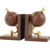 image:imageDeco 79 Leather Globe Handmade Decorative Bookends Stitched Non Skid Bookends with Brown Wood Base Set of 2 Office Bookends6 W 9 H BrownBrown