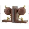 image:imageDeco 79 Leather Globe Handmade Decorative Bookends Stitched Non Skid Bookends with Brown Wood Base Set of 2 Office Bookends6 W 9 H BrownBrown