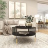 image:imageDeco 79 Metal Geometric Open Grid Frame 1 Shelf Coffee Table with Gold Legs 32 x 32 x 17 Black