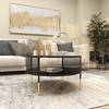 image:imageDeco 79 Metal Geometric Open Grid Frame 1 Shelf Coffee Table with Gold Legs 32 x 32 x 17 Black