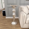 image:imageDeco 79 Polystone Round Pedestal Table with Mosaic Mirror Inlay 14 x 14 x 36 Silver