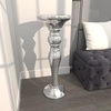 image:imageDeco 79 Polystone Round Pedestal Table with Mosaic Mirror Inlay 14 x 14 x 36 Silver