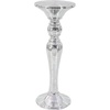 image:imageDeco 79 Polystone Round Pedestal Table with Mosaic Mirror Inlay 14 x 14 x 36 Silver