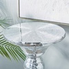 image:imageDeco 79 Polystone Round Pedestal Table with Mosaic Mirror Inlay 14 x 14 x 36 Silver