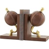 image:imageDeco 79 Leather Globe Handmade Decorative Bookends Stitched Non Skid Bookends with Brown Wood Base Set of 2 Office Bookends6 W 9 H BrownBrown
