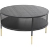 image:imageDeco 79 Metal Geometric Open Grid Frame 1 Shelf Coffee Table with Gold Legs 32 x 32 x 17 Black